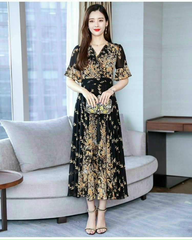 ĐẦM MAXI HOA DÁNG DÀI CAO CẤP - HBN1136